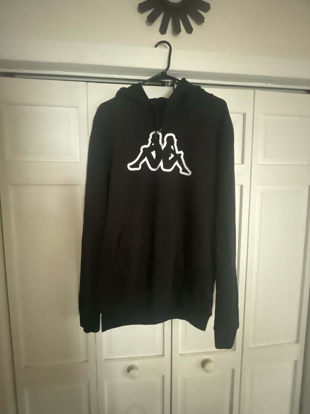 Kappa Black Pullover Hoodie with Big Omini Logo XXL